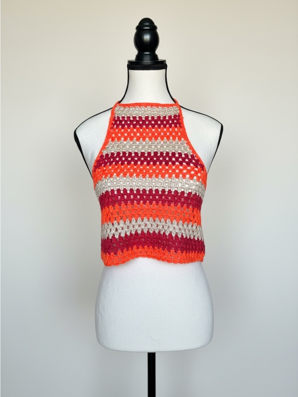 By Together Crochet Halter Crop Top Festival Boho Size S NWT